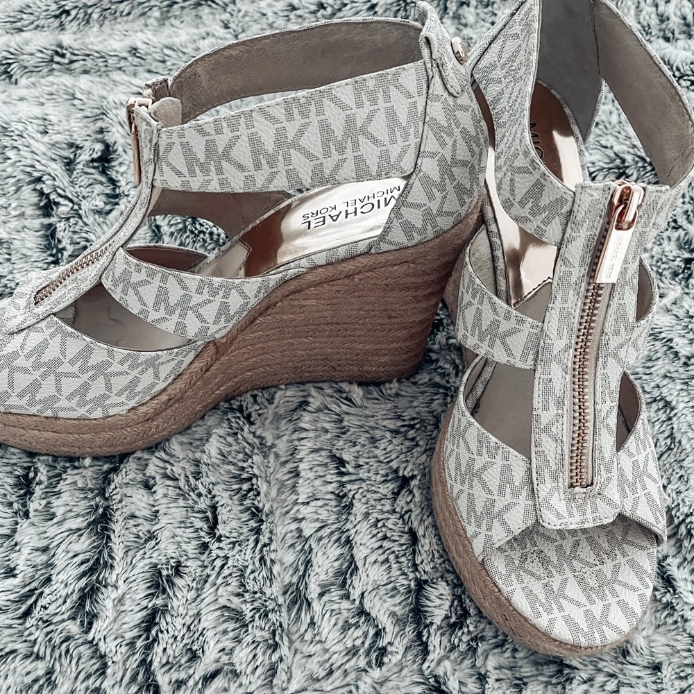 Michael Kors Berkley Logo Jacquard Wedge Sandal
